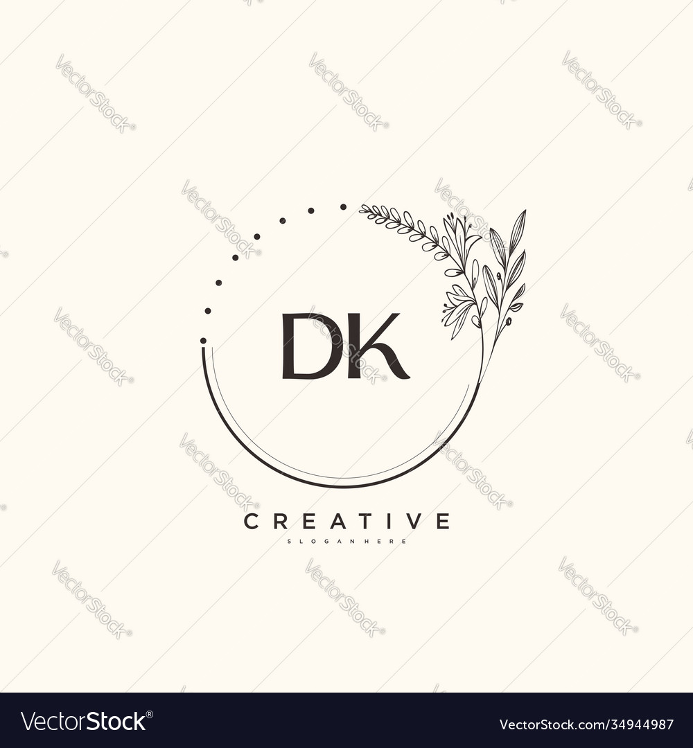 Dk beauty initial logo art handwriting logo Vector Image