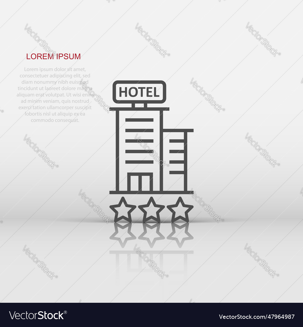 Hotel 3 stars sign icon in flat style inn Vector Image