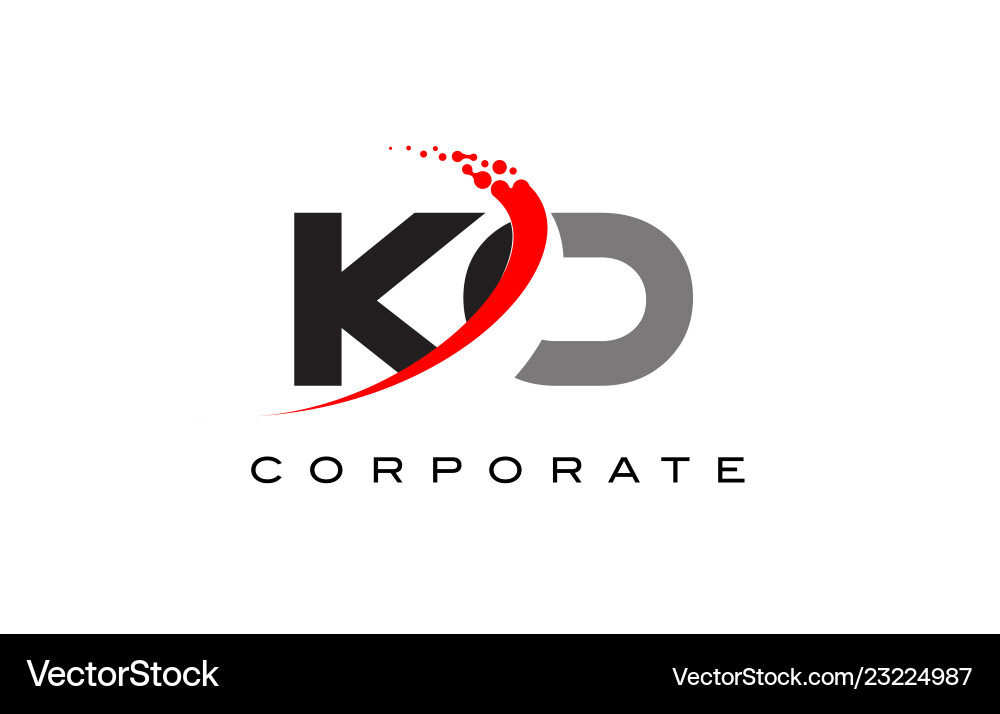 Ko modern letter logo design with swoosh Vector Image