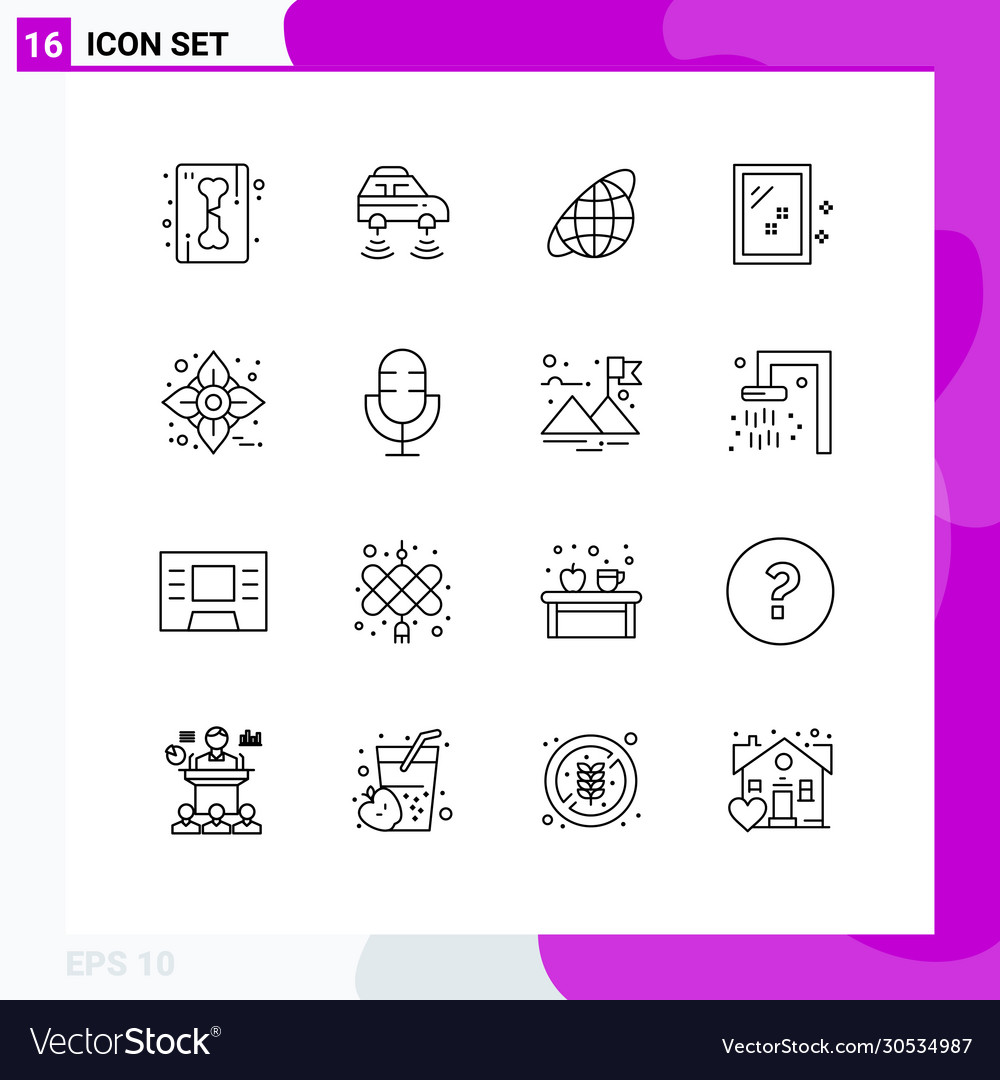 Mobile interface outline set 16 pictograms