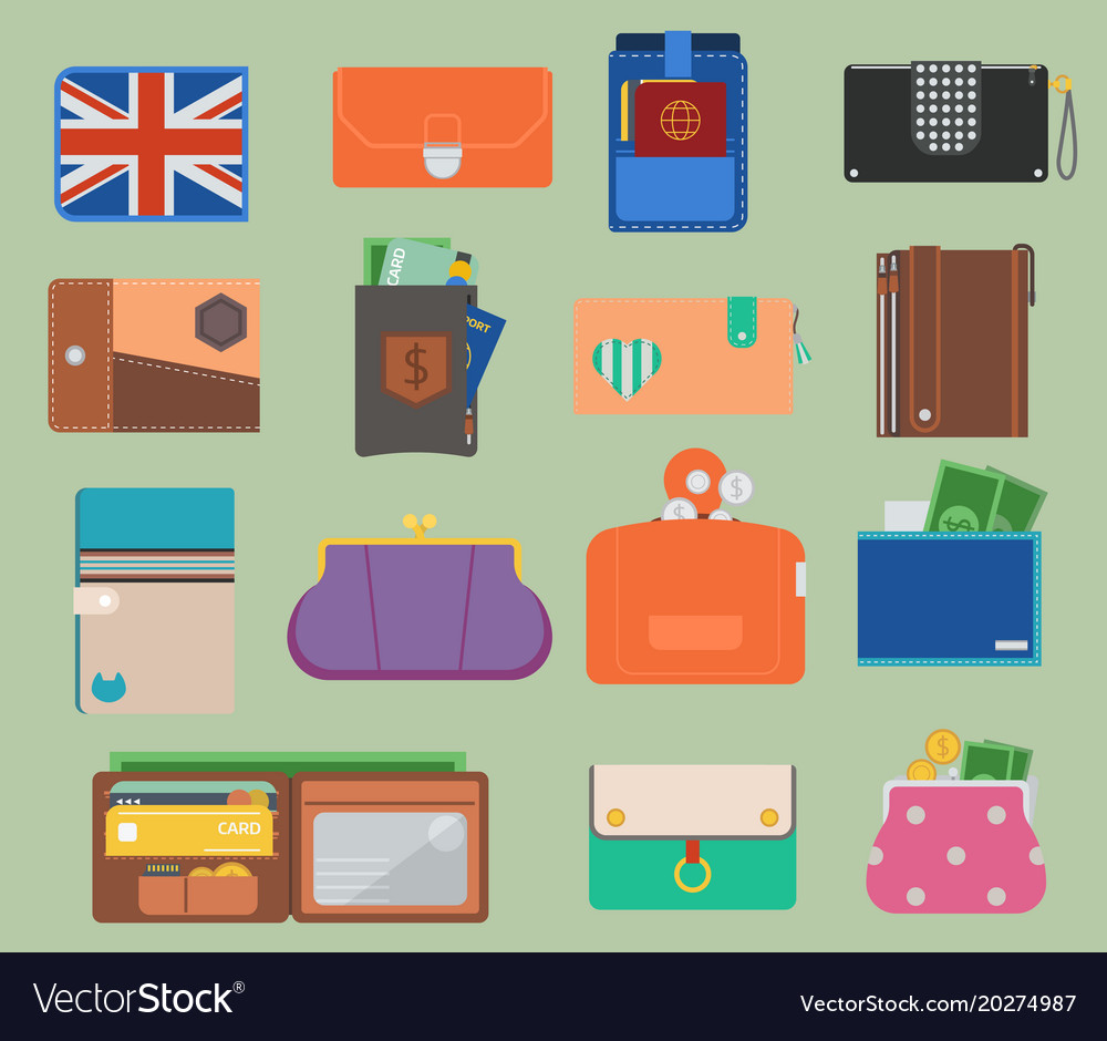 Open purse leather wallet with money Royalty Free Vector