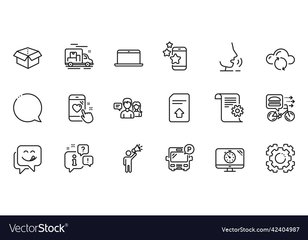 Outline set of best app seo gear and yummy smile