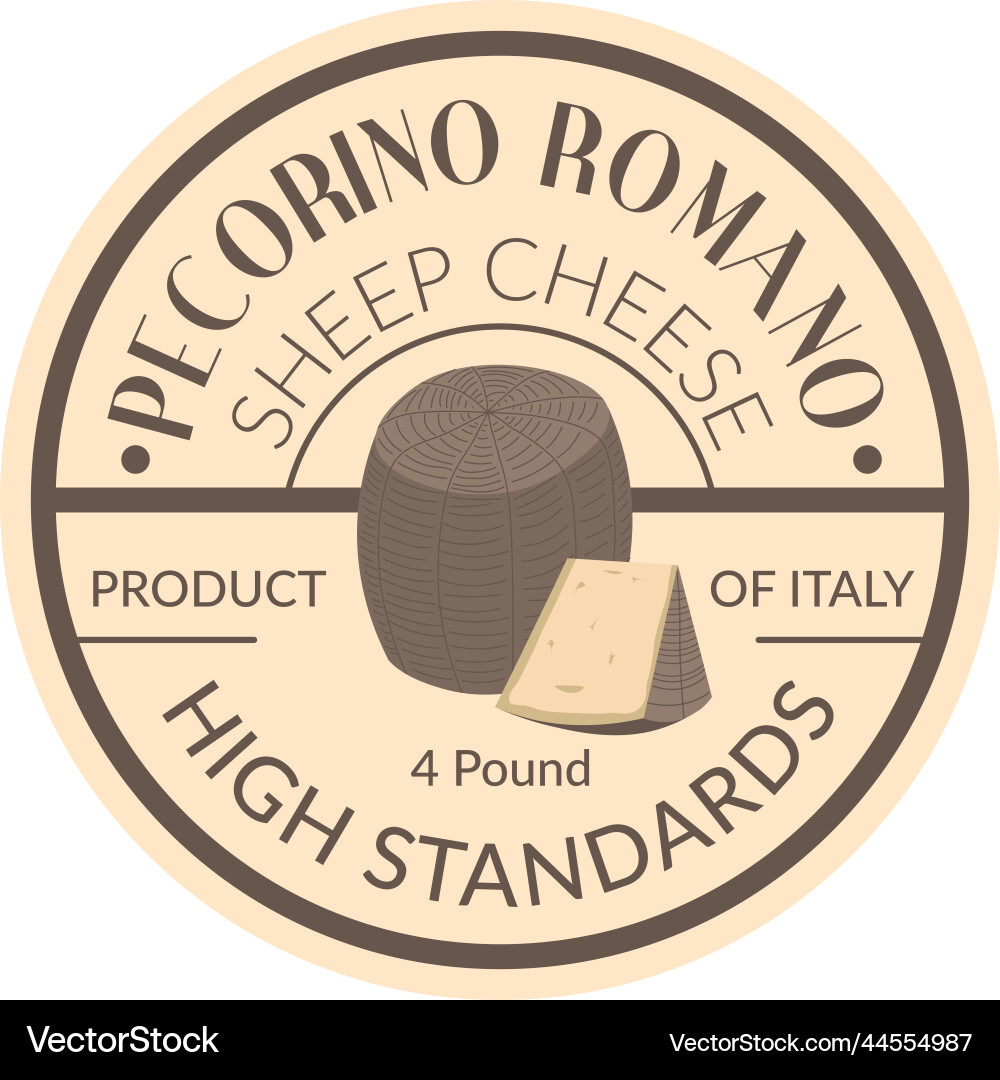 Pecorino romano sheep cheese high standard emblem Vector Image