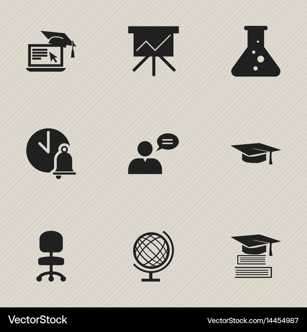 Set of 9 editable graduation icons includes Vector Image