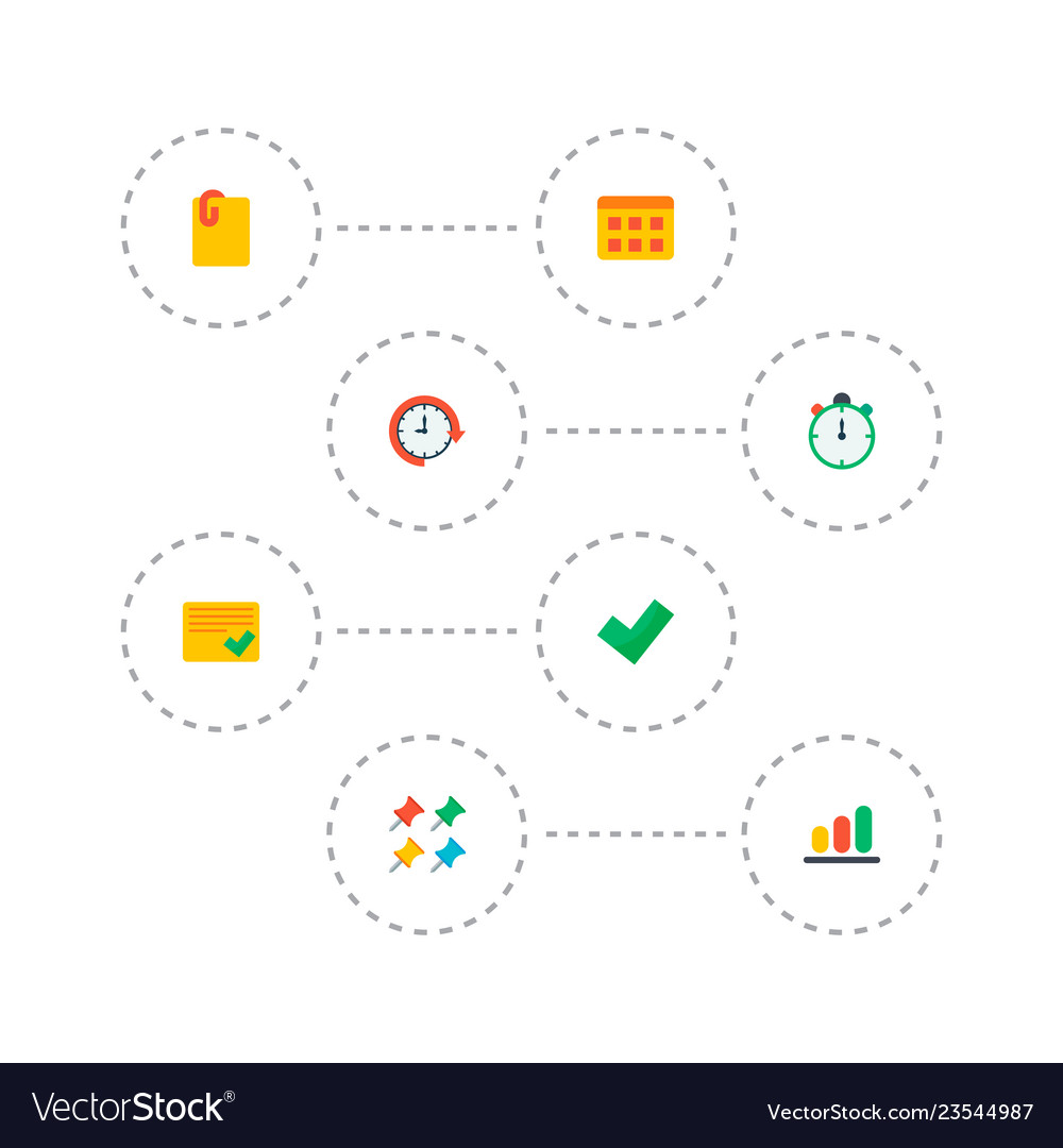 Set project icons flat style symbols vector image Set project icons flat style symbols
