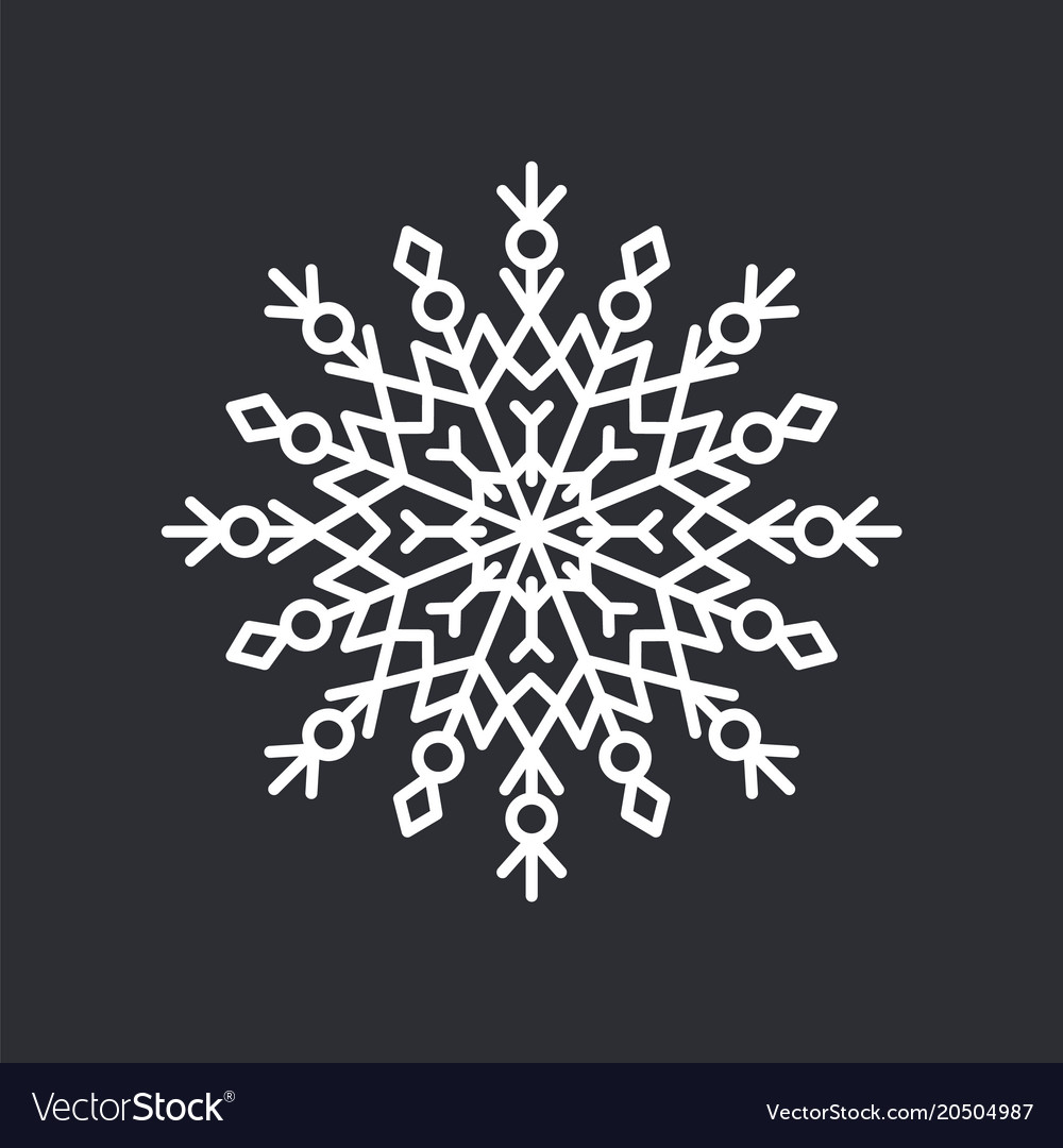 Snowflake crystal on black Royalty Free Vector Image