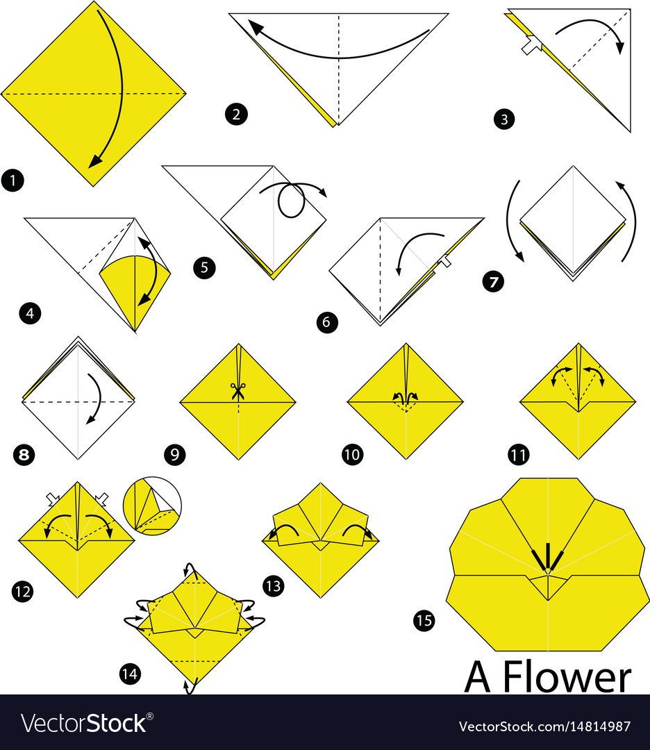 Premium Vector  Tulip origami scheme tutorial moving model. origami for  kids. step by step