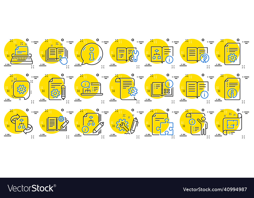 Technical documentation line icons set vector image Technical documentation line icons set