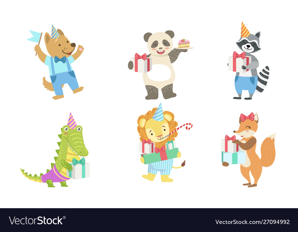 Collection cute happy animals