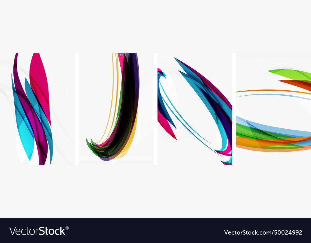 Colorful wave lines poster set for wallpaper Vector Image