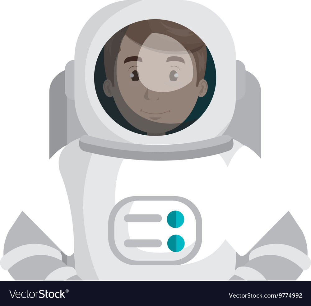 Male astronaut cartoon colorful icon Royalty Free Vector