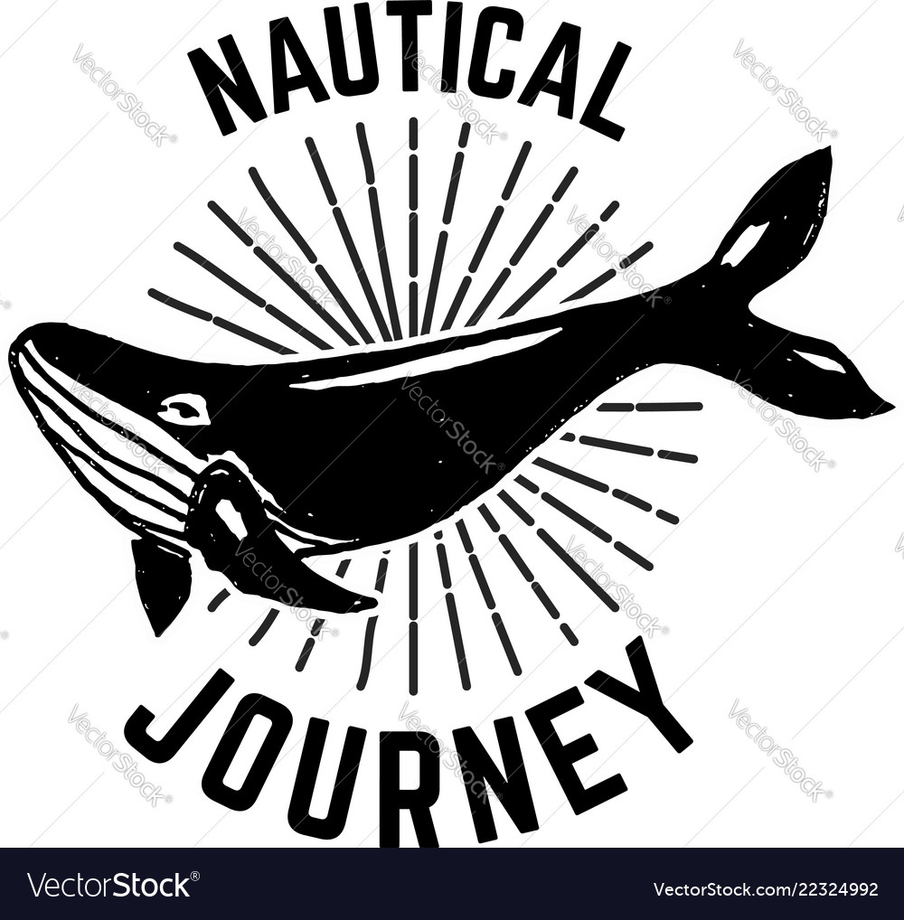 Nautical journey emblem template with whale vector image Nautical journey emblem template with whale