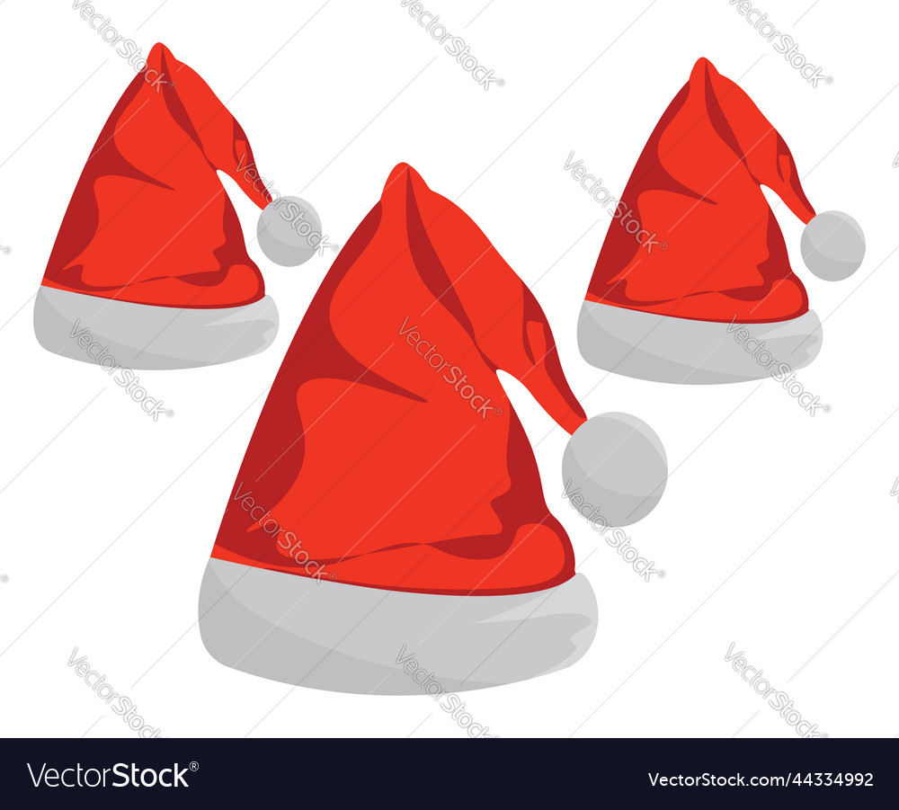 Santas Hats On A White Background Royalty Free Vector Image