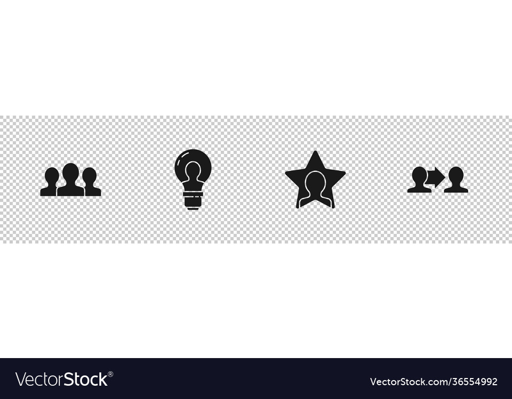 Set users group head with lamp bulb hunting vector image Set users group head with lamp bulb hunting