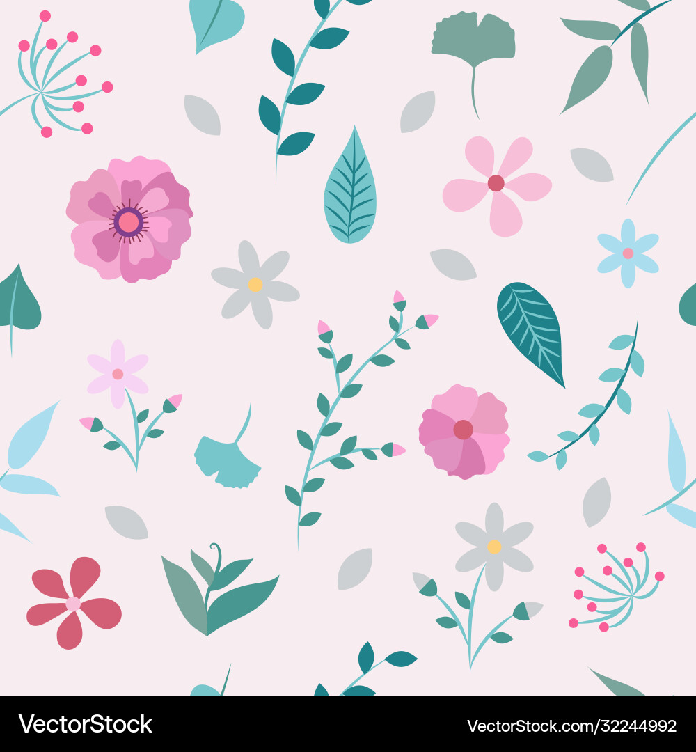 Spring flowers and leaves seamless pattern Vector Image