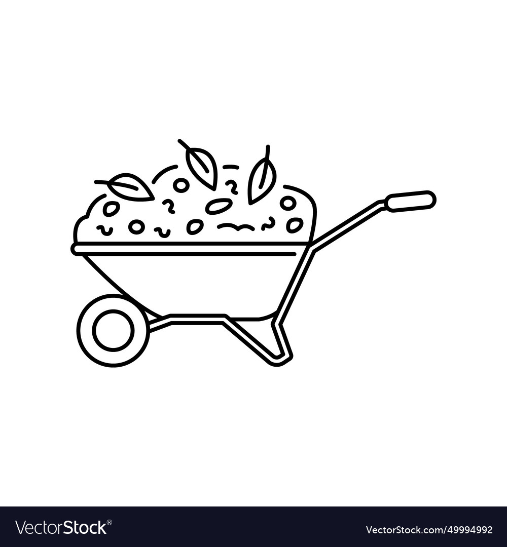 Wheelbarrow of compost color line icon composting Vector Image