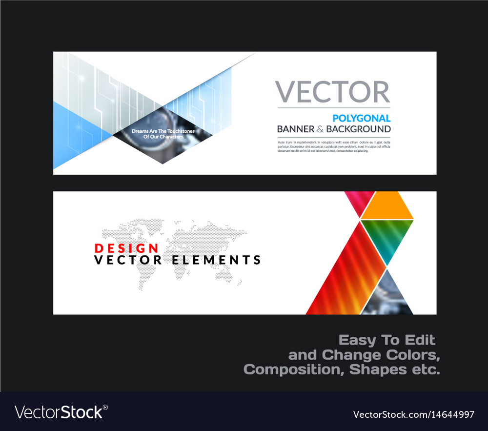 Abstract set of modern horizontal website