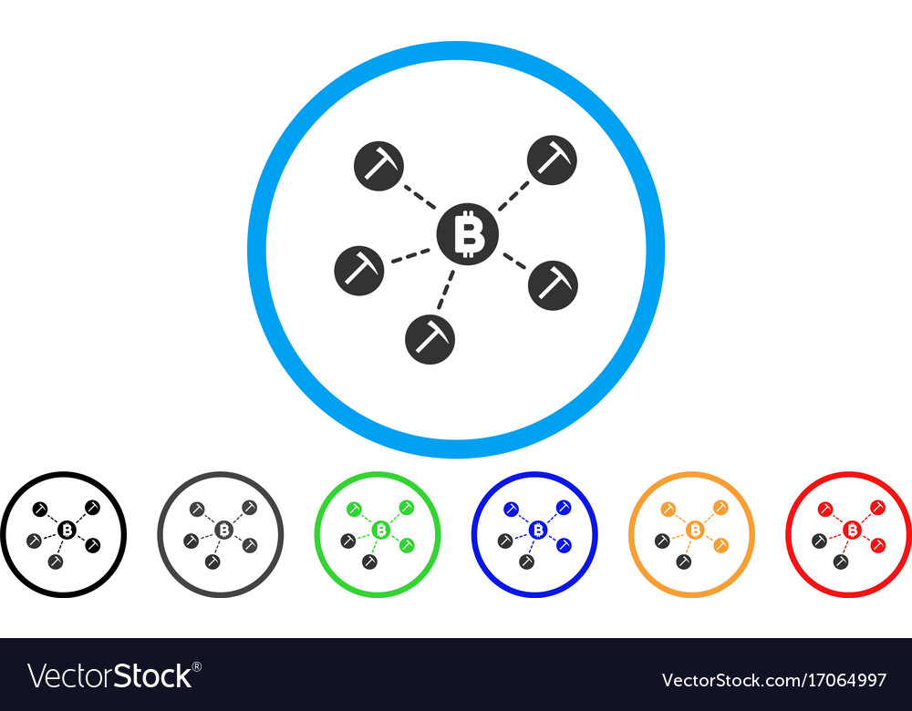 Bitcoin mining pool flat icon