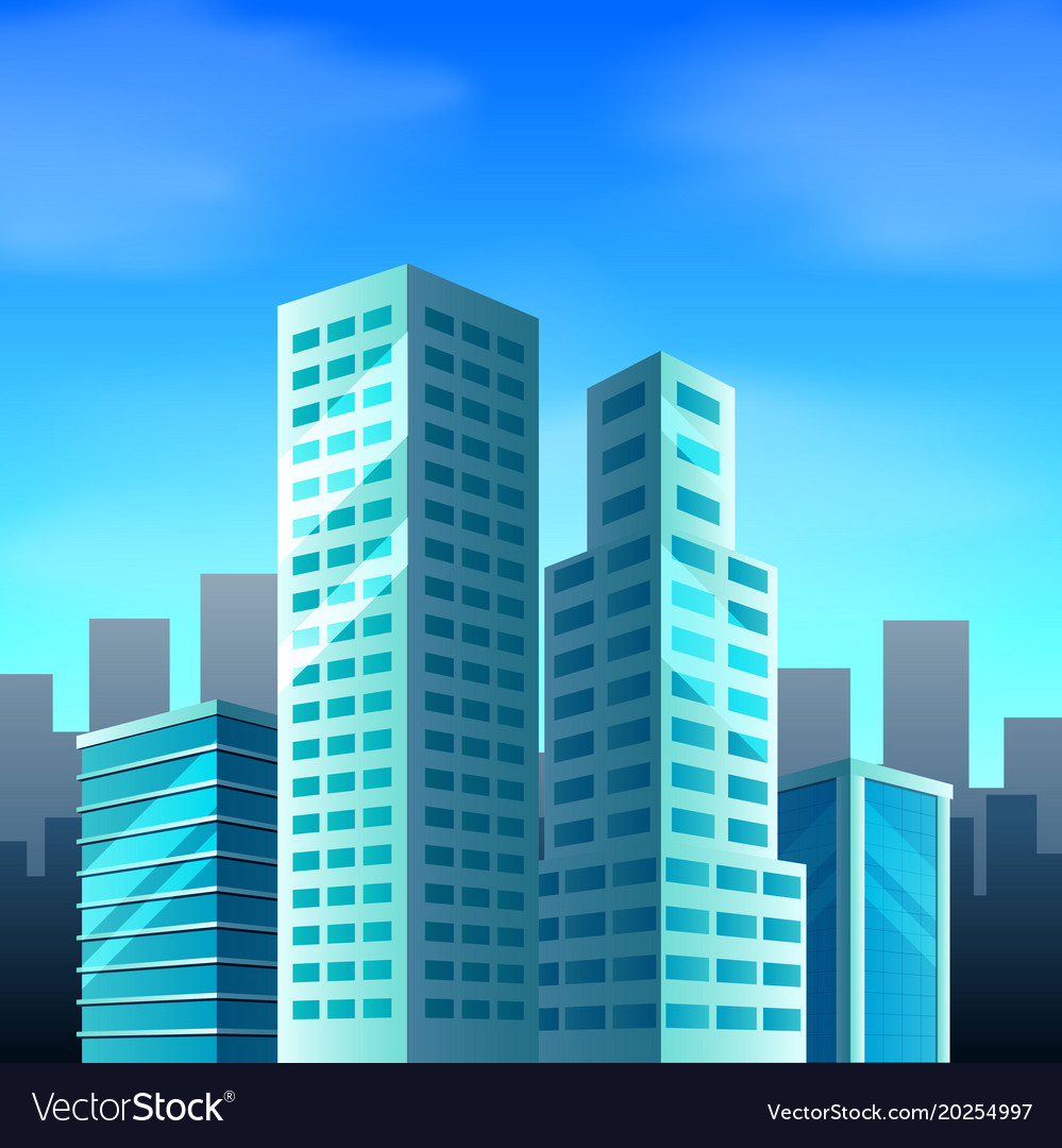 city-scene-with-tall-buildings-royalty-free-vector-image