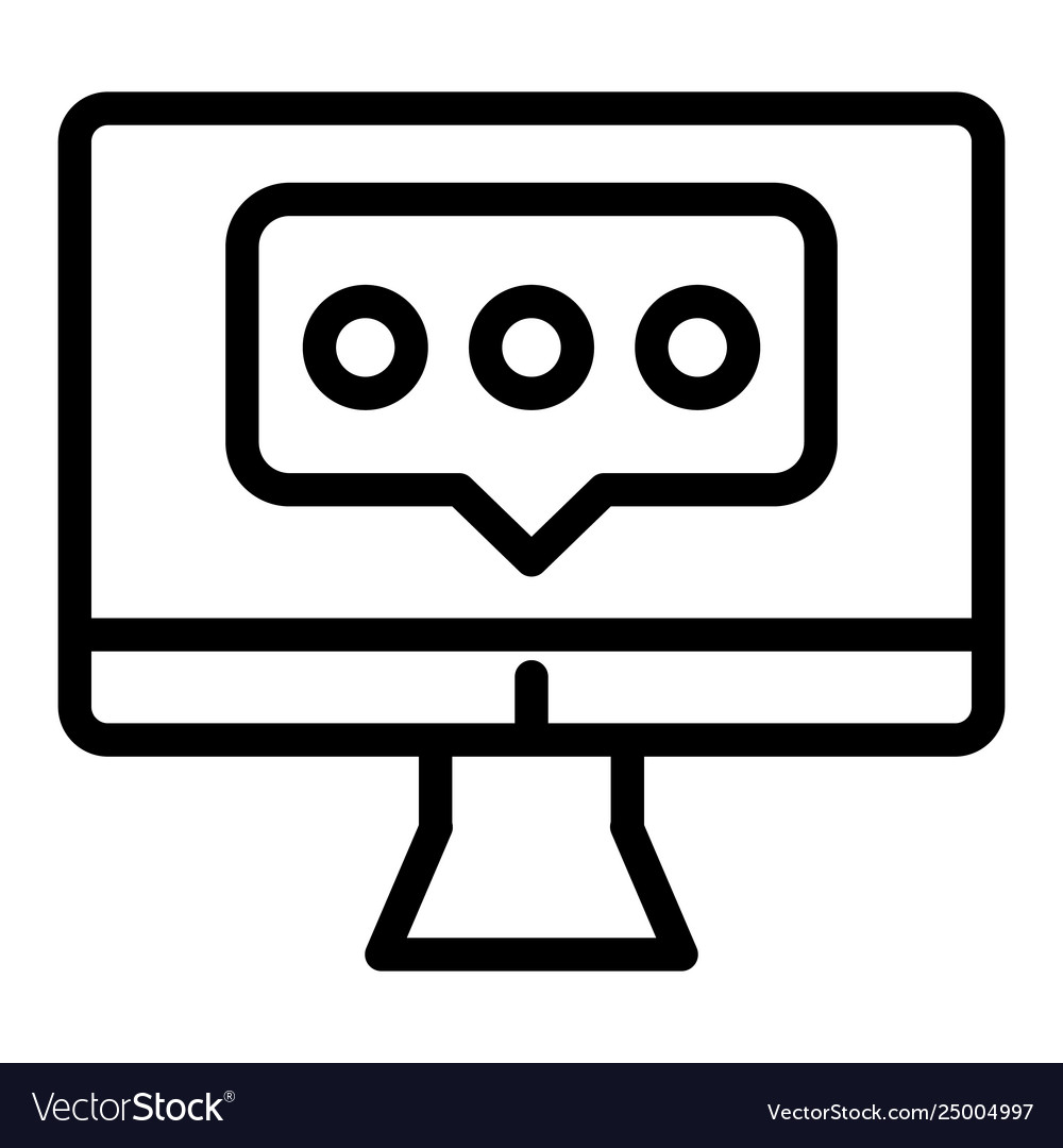 Dialogue on computer monitor line icon chat vector image Dialogue on computer monitor line icon chat