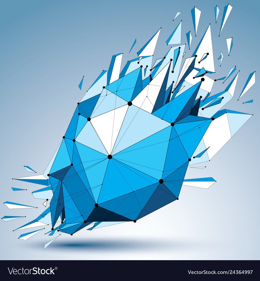 Dimensional wireframe blue object with dotted vector image Dimensional wireframe blue object with dotted