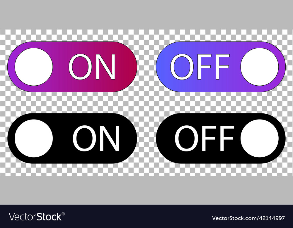 Flat icon on and off toggle switch button sign vector image Flat icon on and off toggle switch button sign
