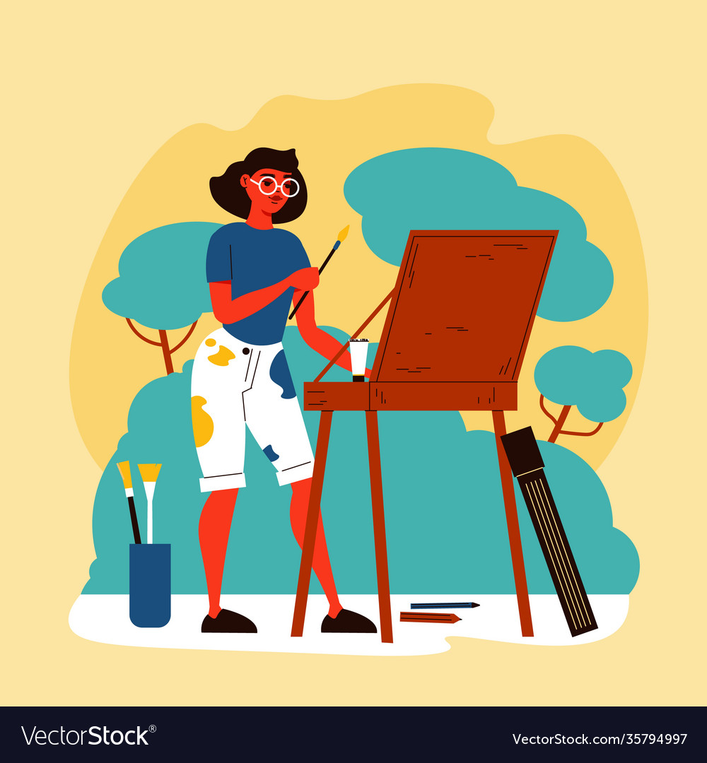 Outdoor painting artist composition Royalty Free Vector