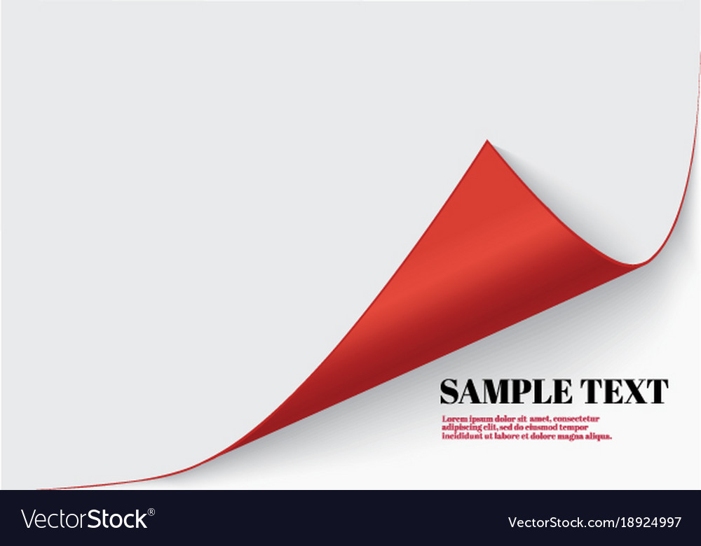Page curl with shadow on a blank sheet of paper