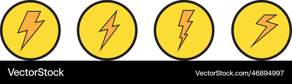 Set lightning bolt thunderbolt flat style Vector Image