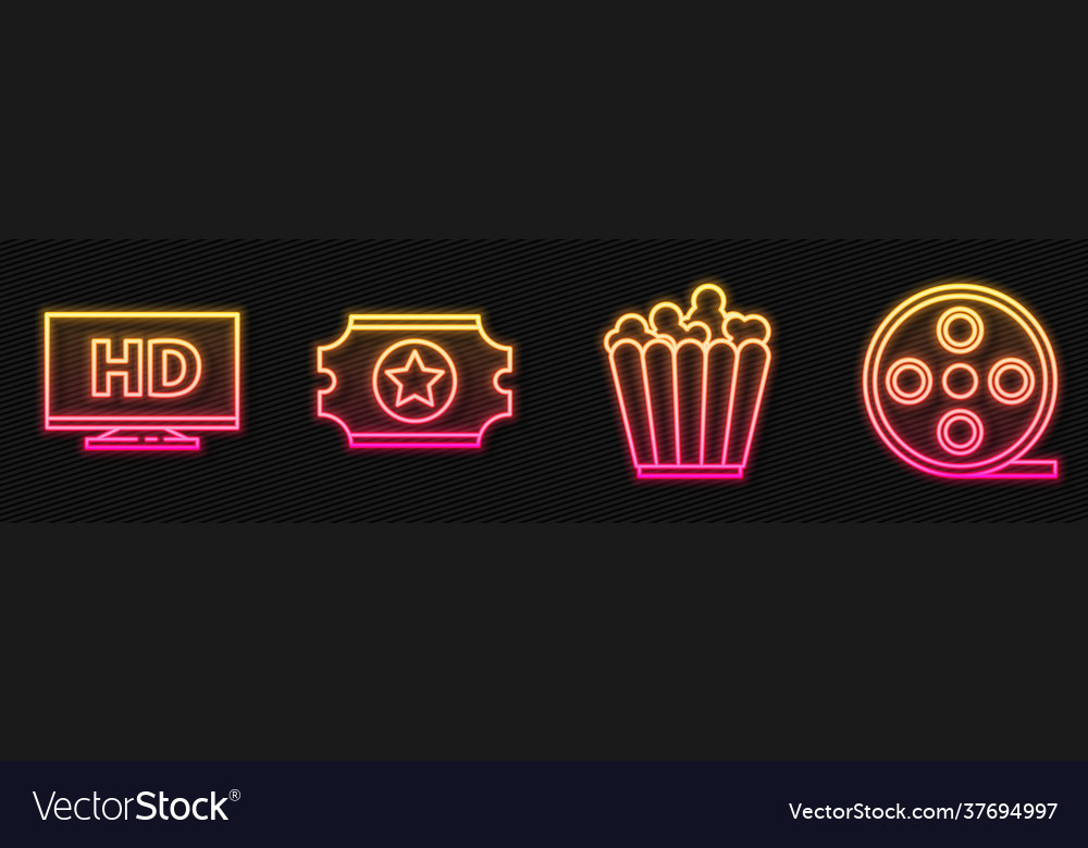 Set line popcorn in box smart display with hd vector image Set line popcorn in box smart display with hd