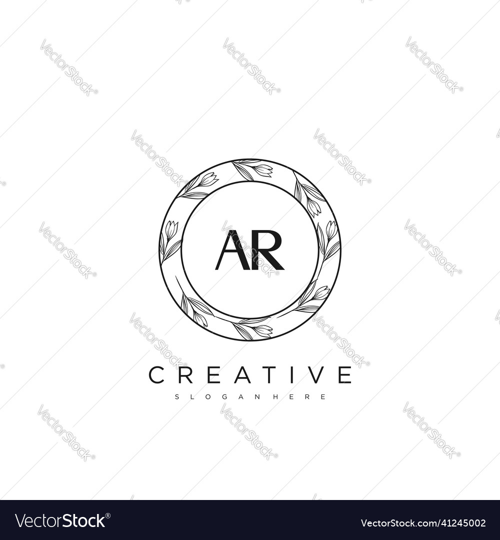 Ar Initial Letter Blumen Logo Vorlage Premium Kunst vector image Ar Initial Letter Blumen Logo Vorlage Premium Kunst