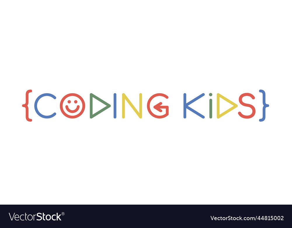 Children coding school branding idea vector image Children coding school branding idea