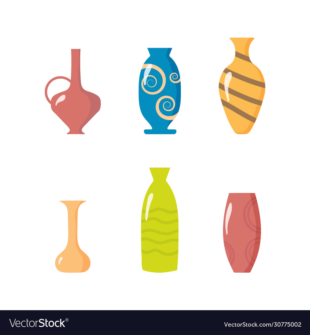 Collection ceramic vases Royalty Free Vector Image