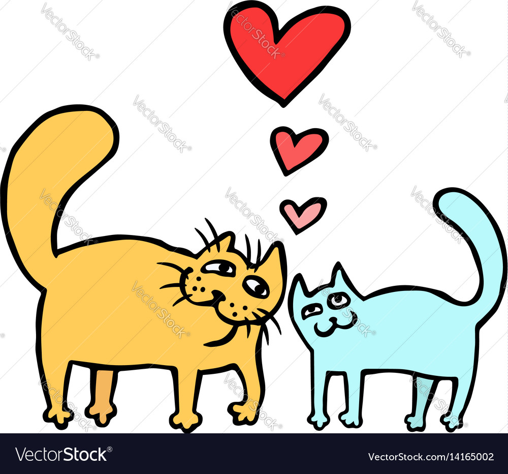 Cute enamored cats isolated Royalty Free Vector Image