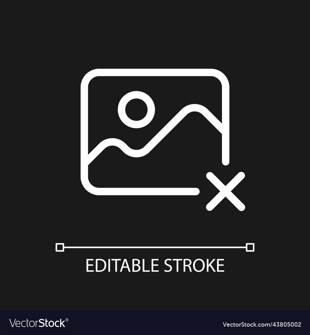Delete photo pixel perfect white linear ui icon vector image Delete photo pixel perfect white linear ui icon