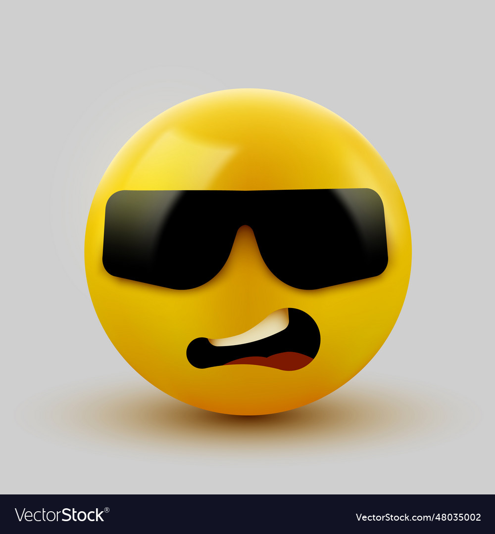 Face with sunglasses emoji - emoticon with dark Vector Image