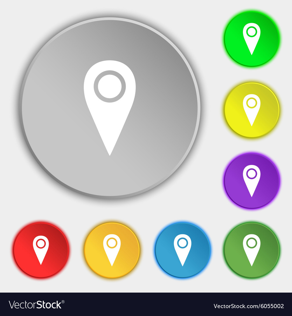 Map pointer icon sign symbols on eight flat