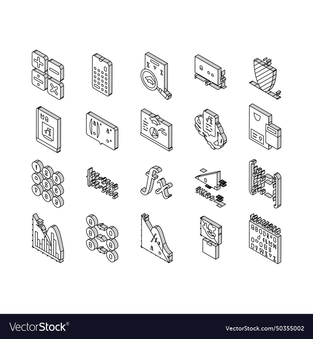 Math education school science isometric icons set Vector Image