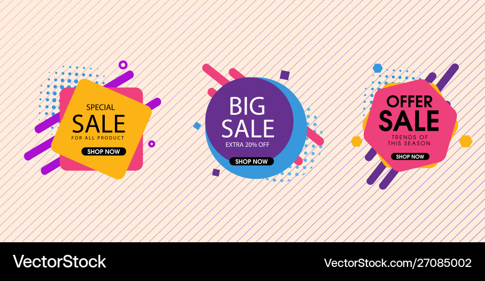 Modern abstract trendy sale design set Royalty Free Vector