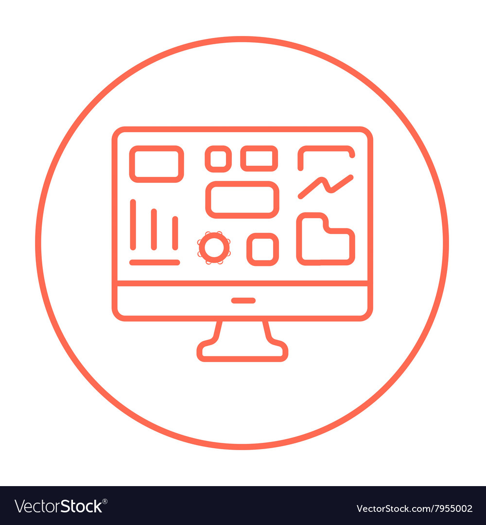 Monitor with business graphs line icon