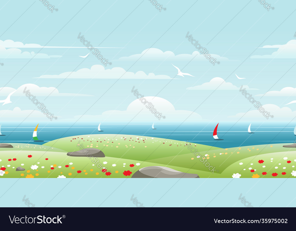 Sea landscape with sails