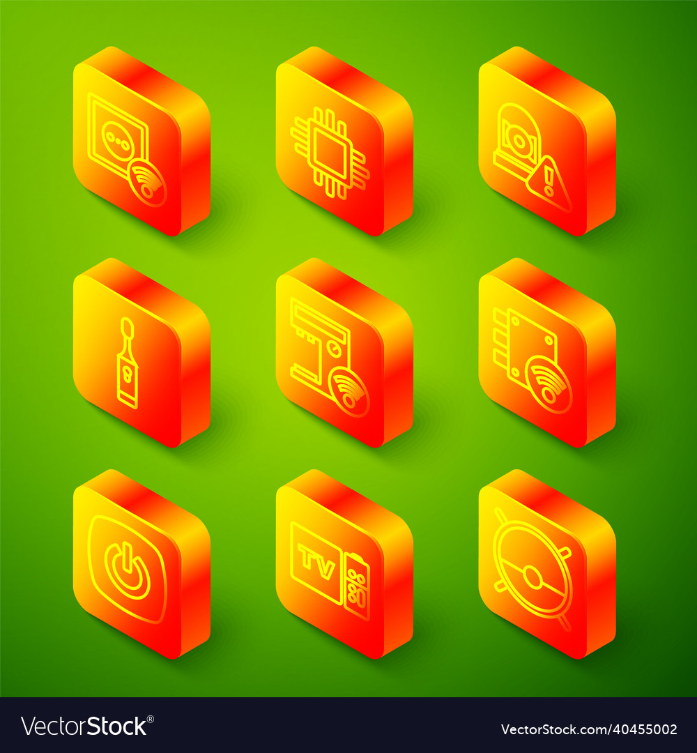 Set line smart electrical outlet processor vector image Set line smart electrical outlet processor