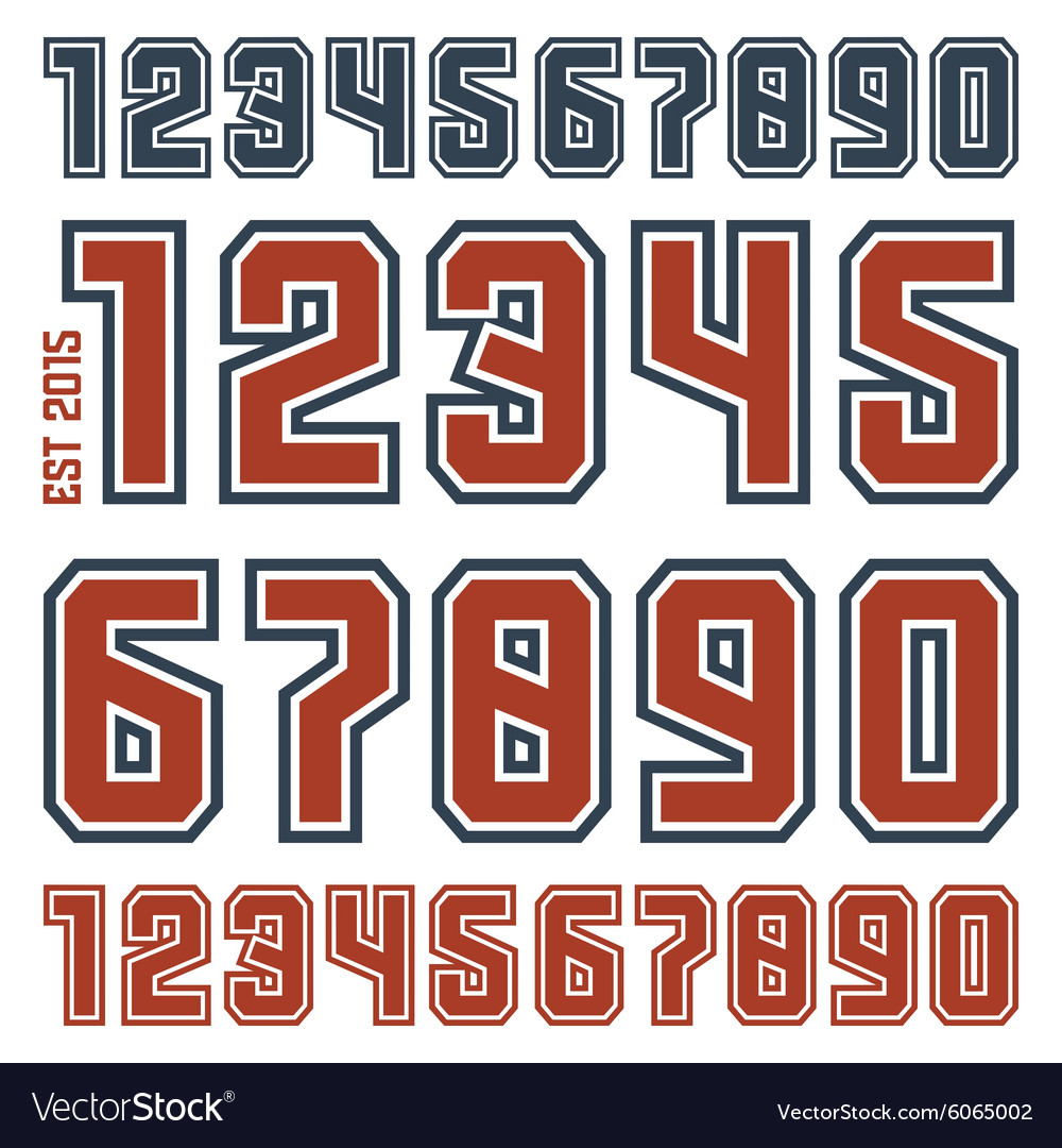 Sport numbers with contour Royalty Free Vector Image