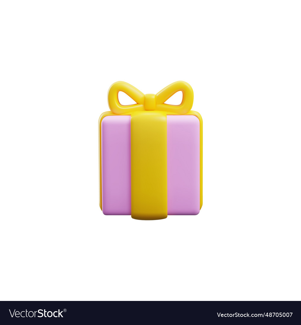 Birthday gift box with bow and ribbons 3d render