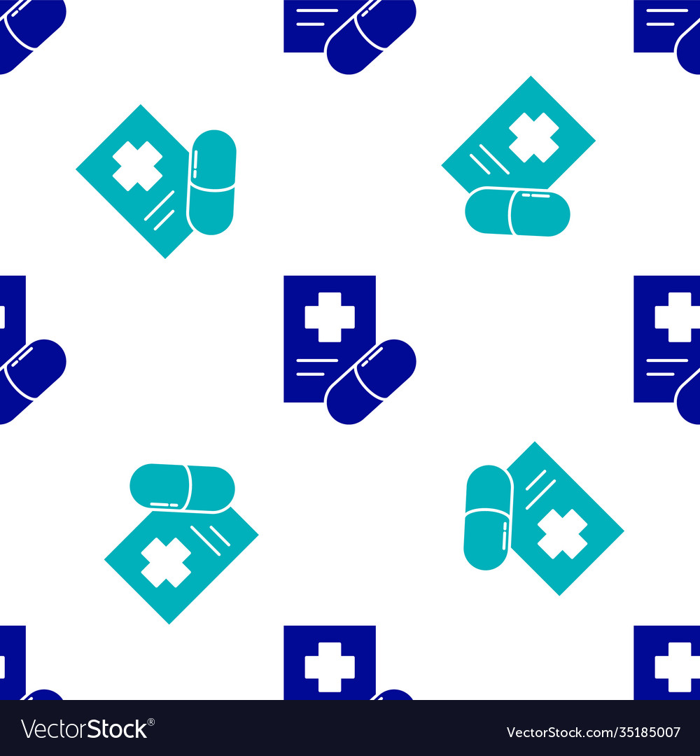 Blue medical prescription icon isolated seamless