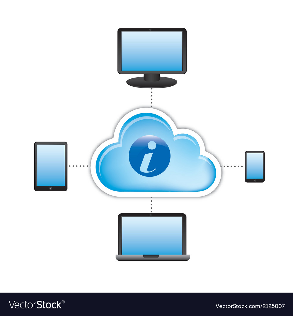 Cloud computing with icons over white background