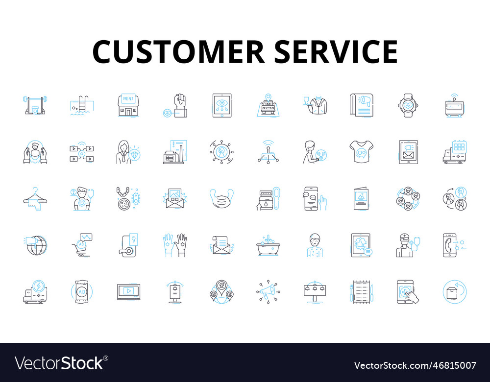 Customer service linear icons set satisfaction Vector Image