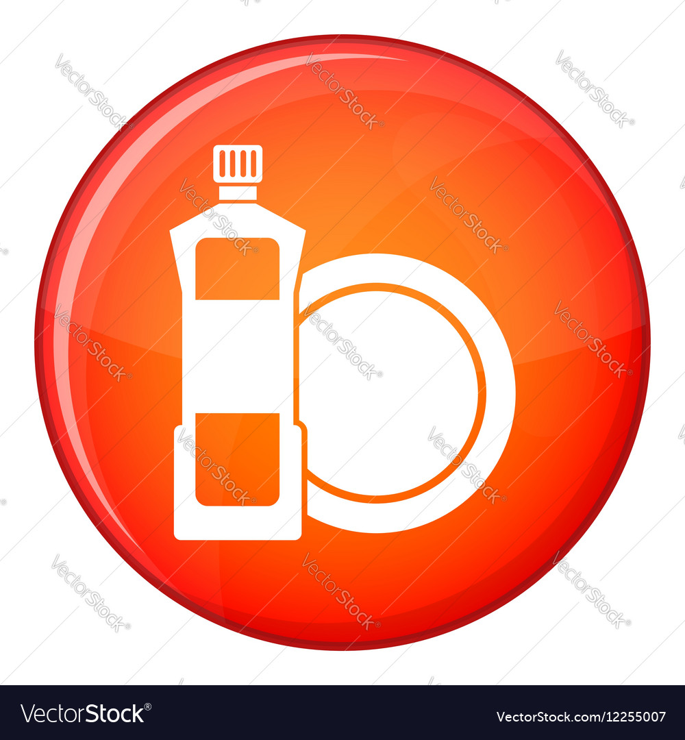 Dishwashing liquid detergent and dish icon Vector Image