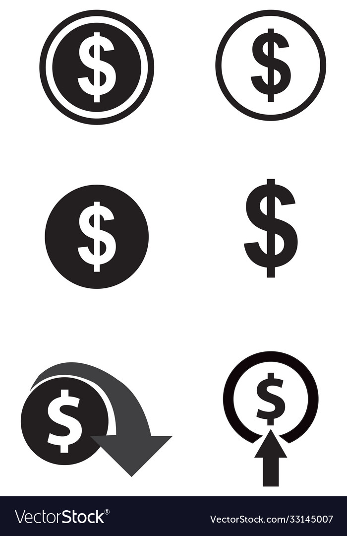 Dollar icons set Royalty Free Vector Image - VectorStock