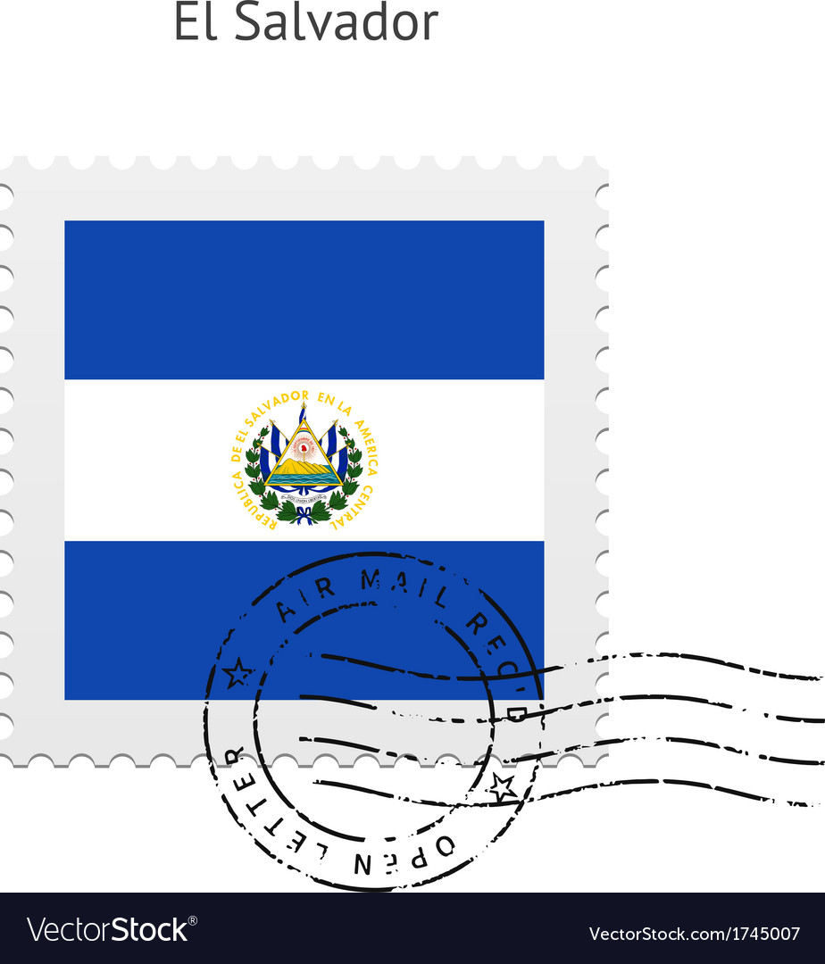 El salvador flag postage stamp Royalty Free Vector Image